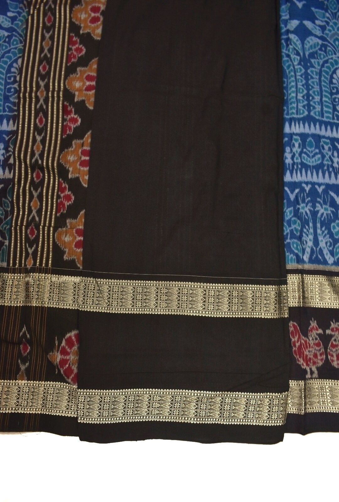 Blue Colour Sambalpuri Handloom Cotton Bandha Saree - Image 5