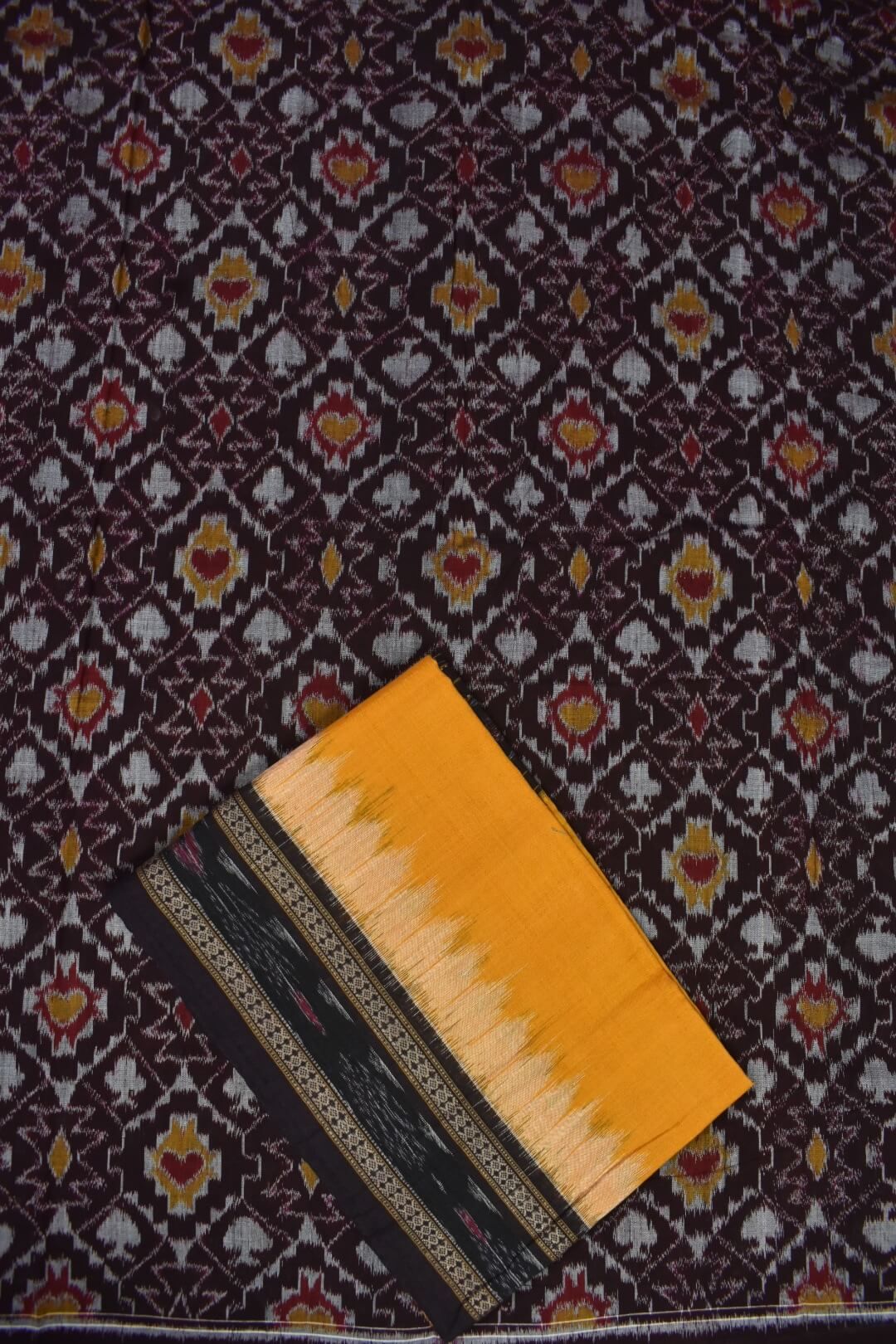 Black Colour Sambalpuri Handloom Cotton Dress Material - Image 3