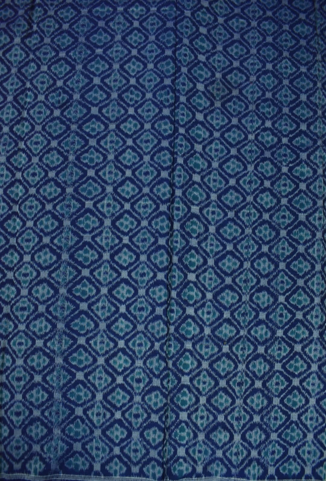 Blue Colour Sambalpuri Handloom Cotton Dress Material - Image 5