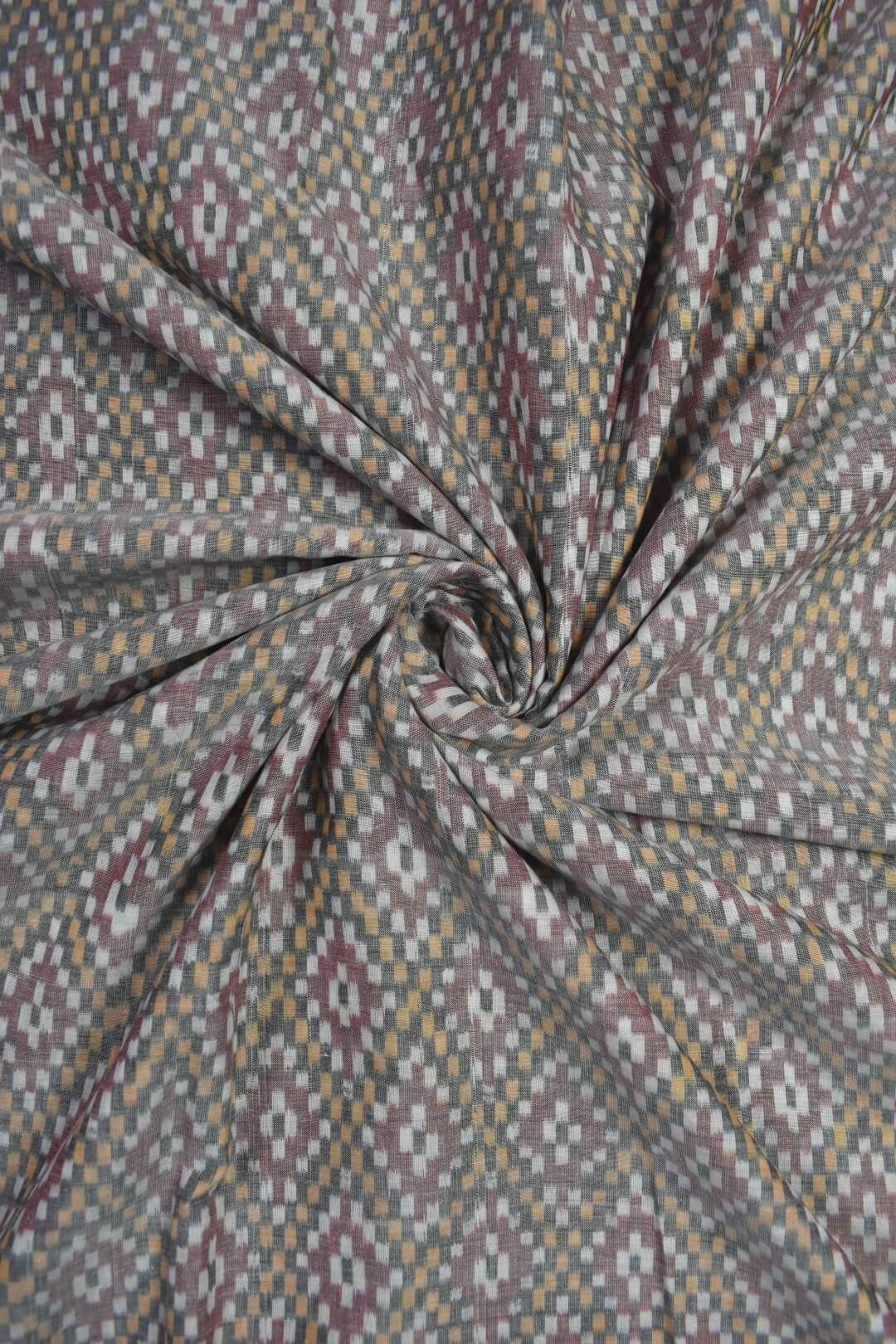Gray Colour Sambalpuri Handloom Cotton Fabrics