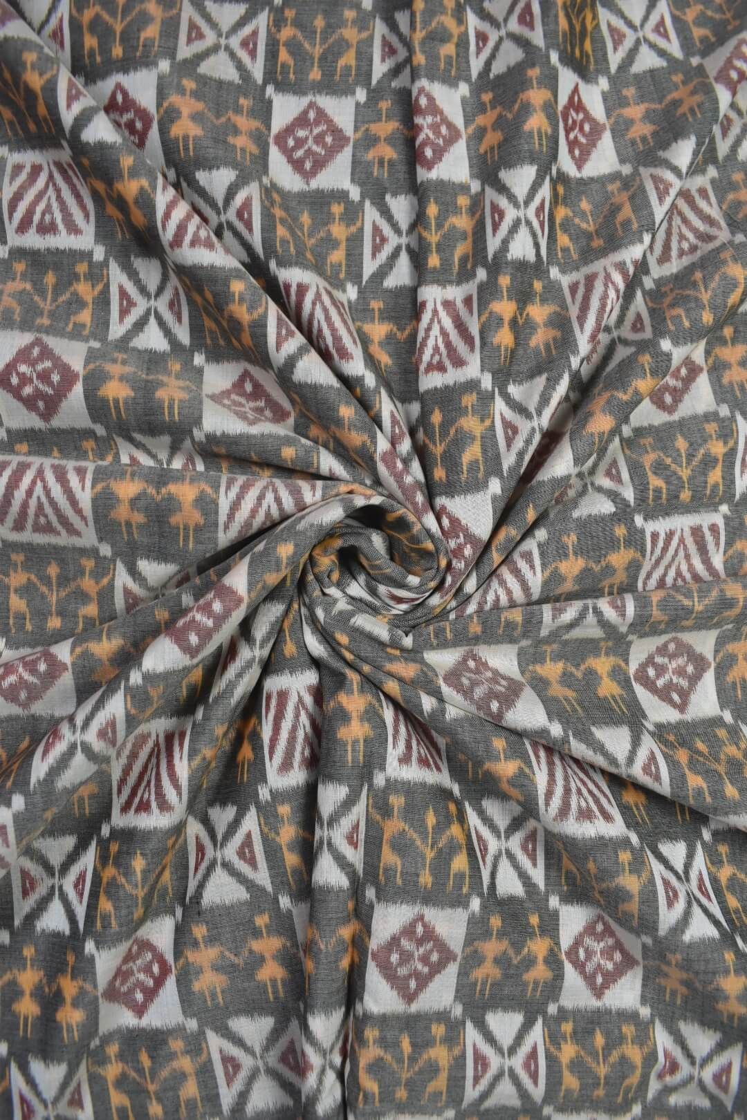 White Colour Sambalpuri Handloom Cotton fabric