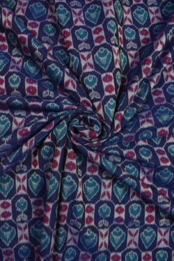 Blue-Red Colour Sambalpuri Handloom Cotton fabric