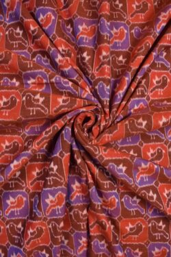 Red Colour Sambalpuri Handloom Cotton fabric