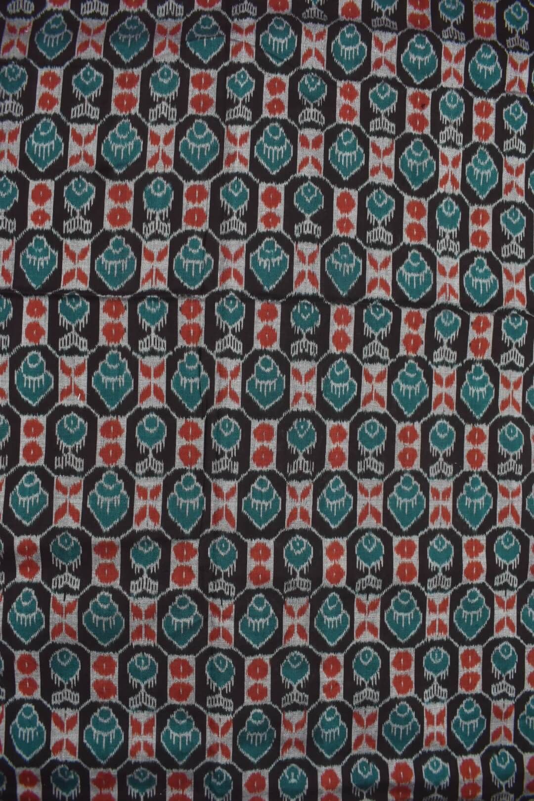 Black-Red Colour Sambalpuri Handloom Cotton fabric - Image 3