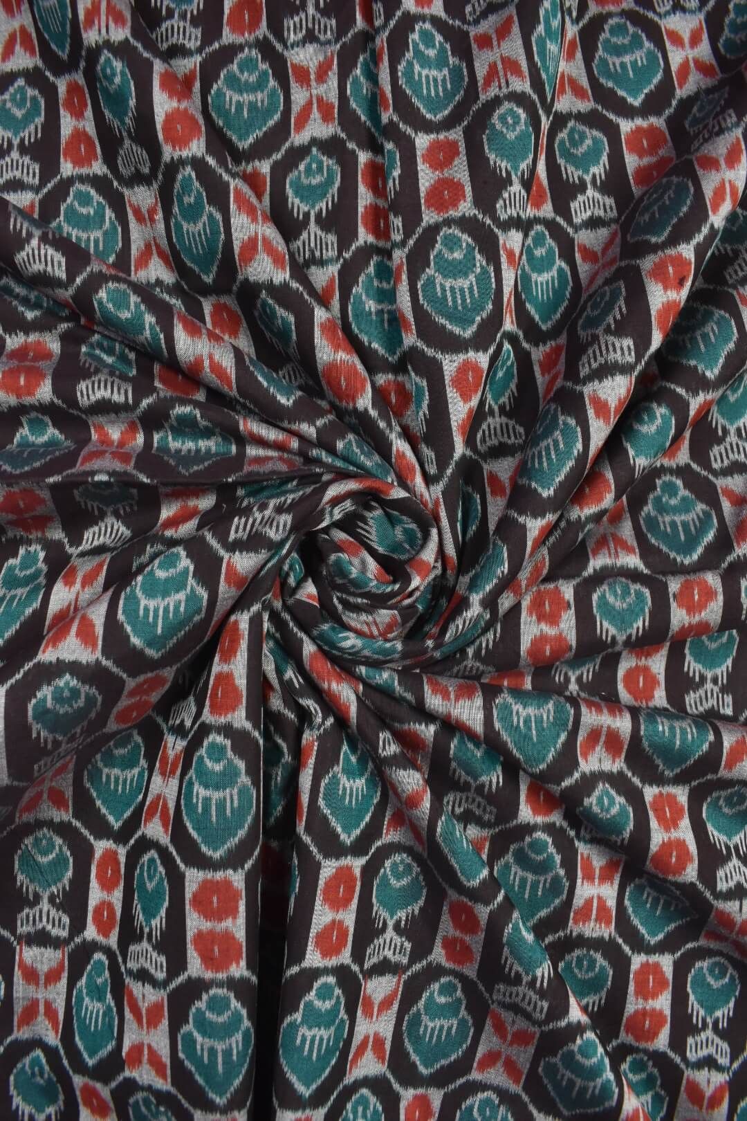 Black-Red Colour Sambalpuri Handloom Cotton fabric