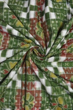Green-Red Colour Sambalpuri Handloom Cotton Fabrics