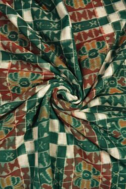 Green-Red Colour Sambalpuri Handloom Cotton Fabrics