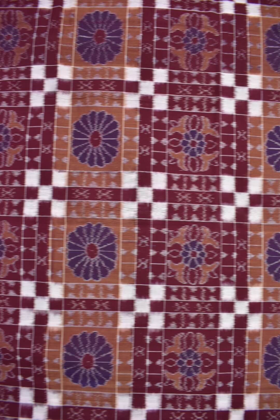 Maroon Colour Sambalpuri Handloom Cotton Fabrics - Image 3