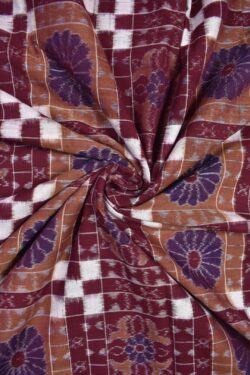 Maroon Colour Sambalpuri Handloom Cotton Fabrics