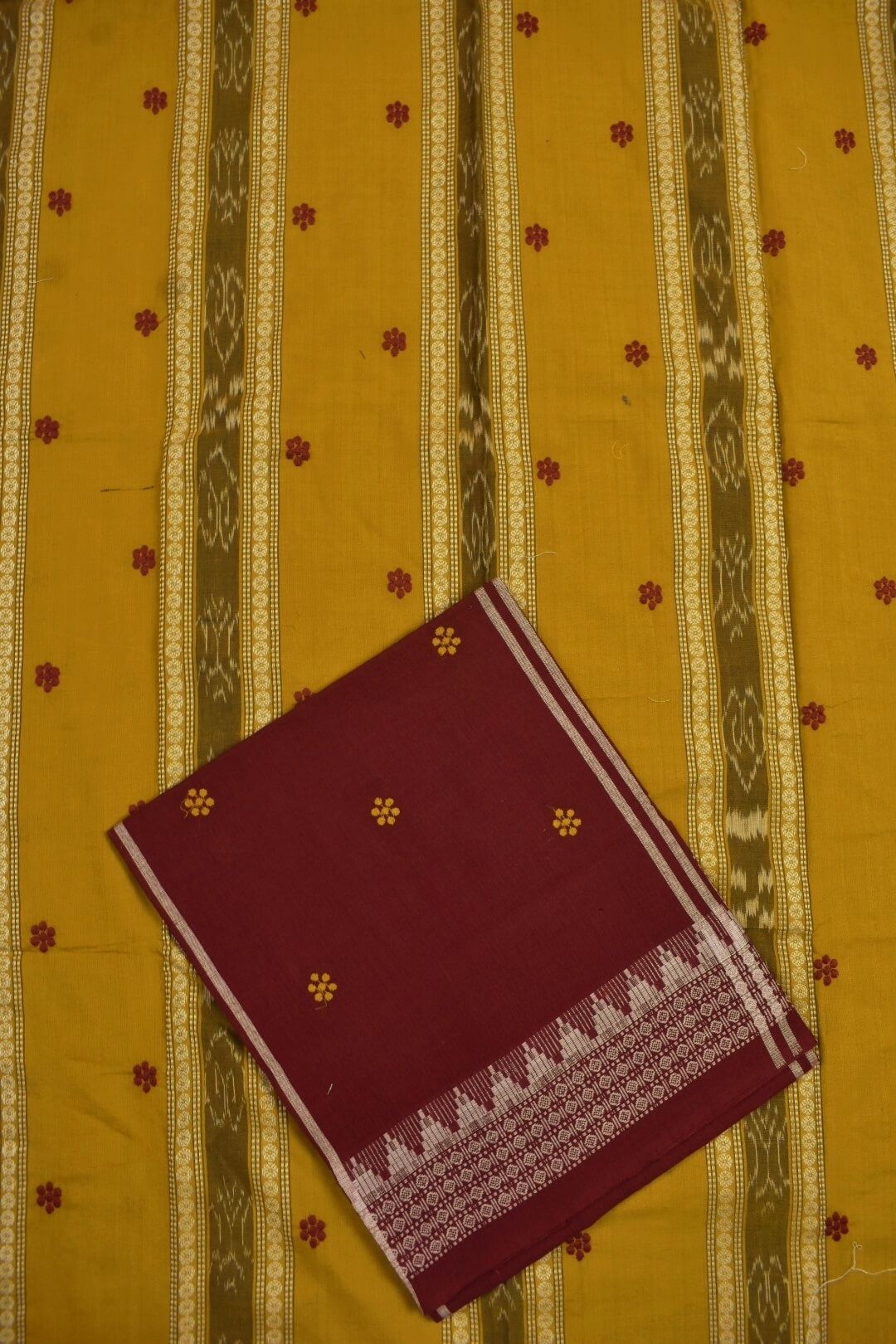 Yellow Colour Sambalpuri Handloom Dress Material - Image 3