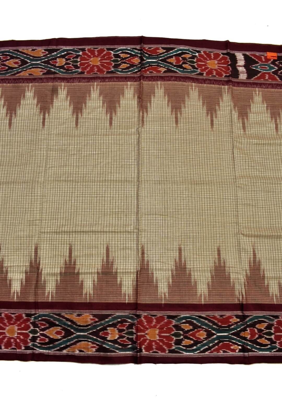 Cream Colour Sambalpuri Handloom Cotton Saree