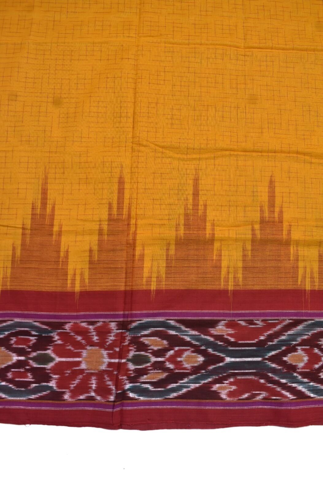 Yellow Colour Sambalpuri Handloom Cotton Saree - Image 4
