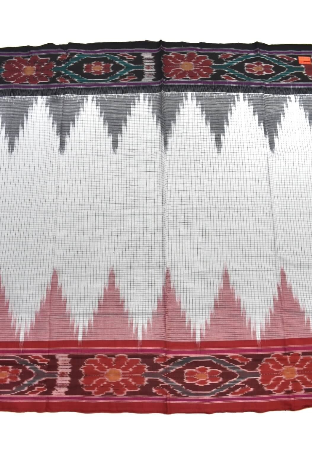 White Colour Sambalpuri Handloom Cotton Saree