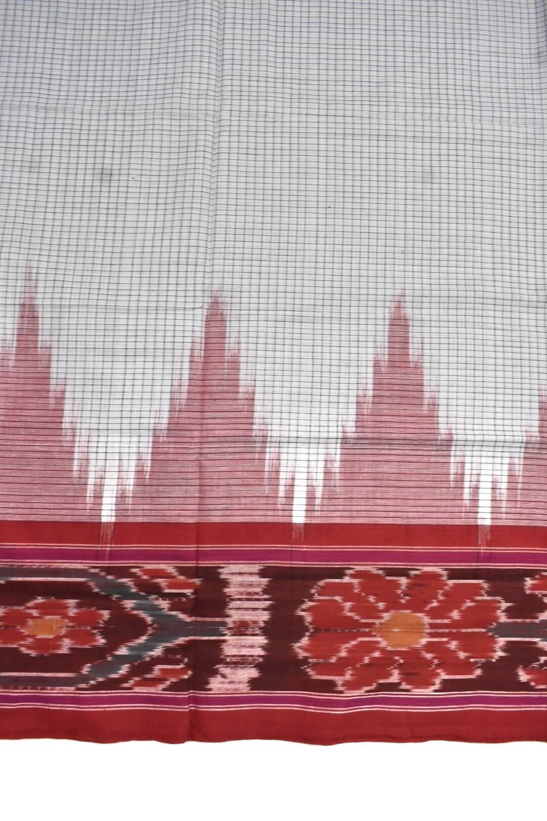 White Colour Sambalpuri Handloom Cotton Saree - Image 4