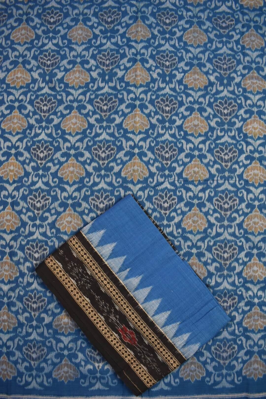 Sky Blue Colour Sambalpuri Handloom Cotton Dress Material - Image 3