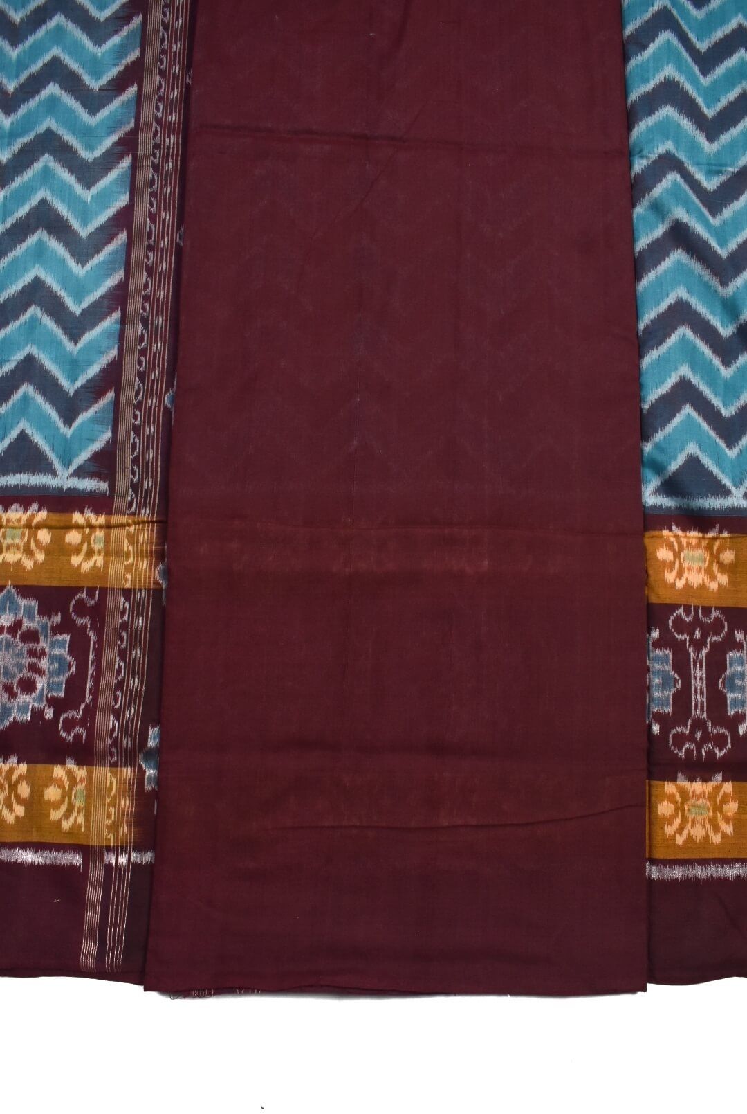 Blue Colour Plane Border Sambalpuri Handloom Cotton Saree - Image 5