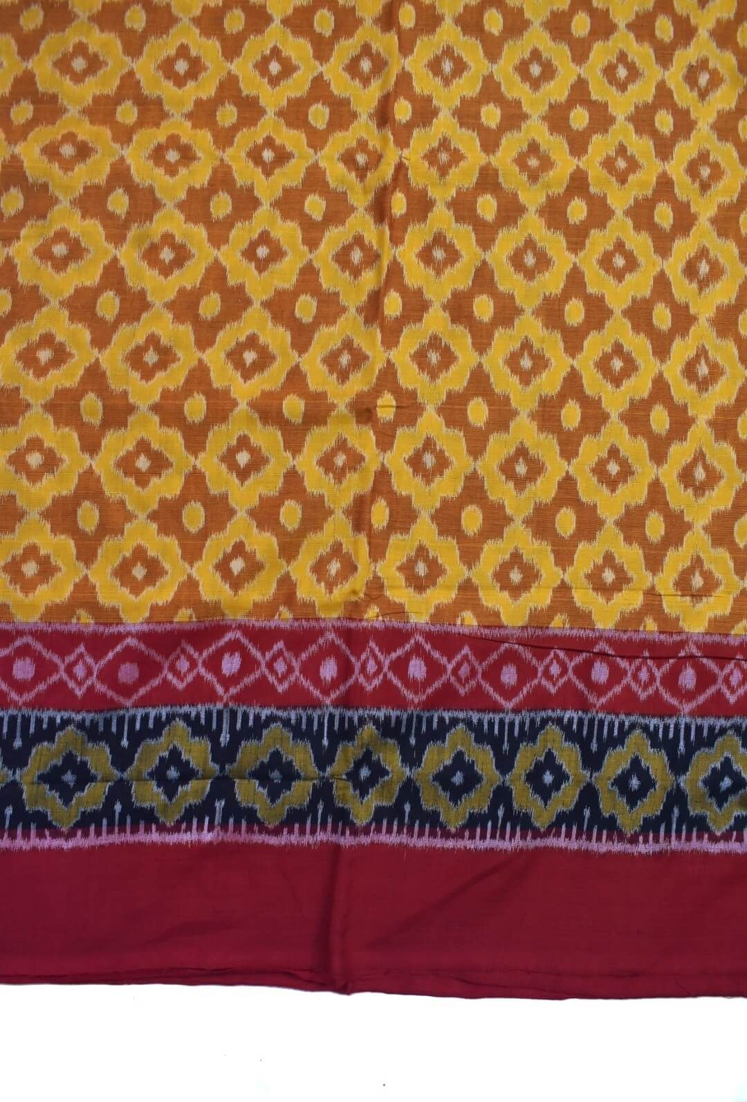 Yellow Colour Sambalpuri Handloom Cotton Saree - Image 4
