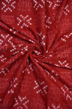 Red Colour Pasapali Design Sambalpuri Handloom Cotton Fabrics