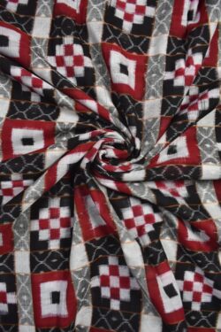 Black-Red Colour Pasapali Design Sambalpuri Handloom Cotton Fabrics