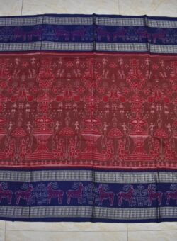 Red Colour  Sambalpuri Handloom Cotton Saree