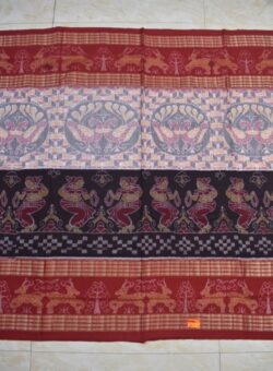 Peach-Black Colour  Sambalpuri Handloom Cotton Saree