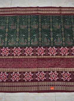 Green-Red Colour  Sambalpuri Handloom Cotton Saree