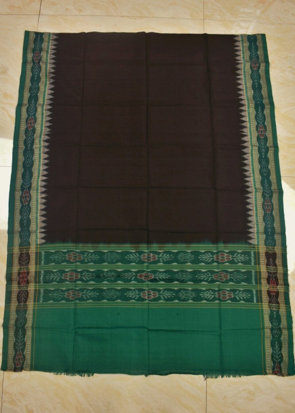 Black-Green Combination Sambalpuri Handloom Cotton Dupatta