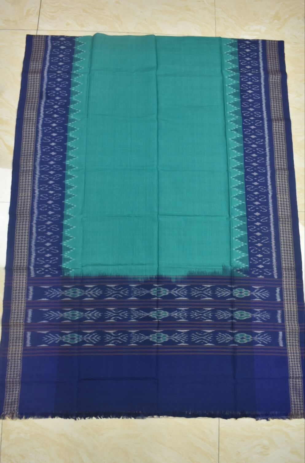 Sky-Blue Combination Sambalpuri Handloom Cotton Dupatta