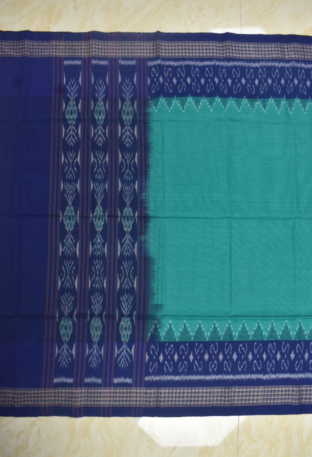 Sky-Blue Combination Sambalpuri Handloom Cotton Dupatta - Image 2