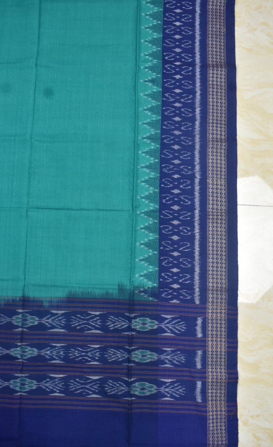 Sky-Blue Combination Sambalpuri Handloom Cotton Dupatta - Image 3