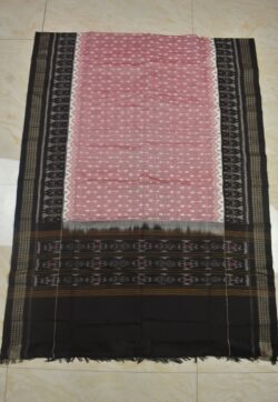 Biscuit-Black Combination Sambalpuri Handloom Cotton Dupatta