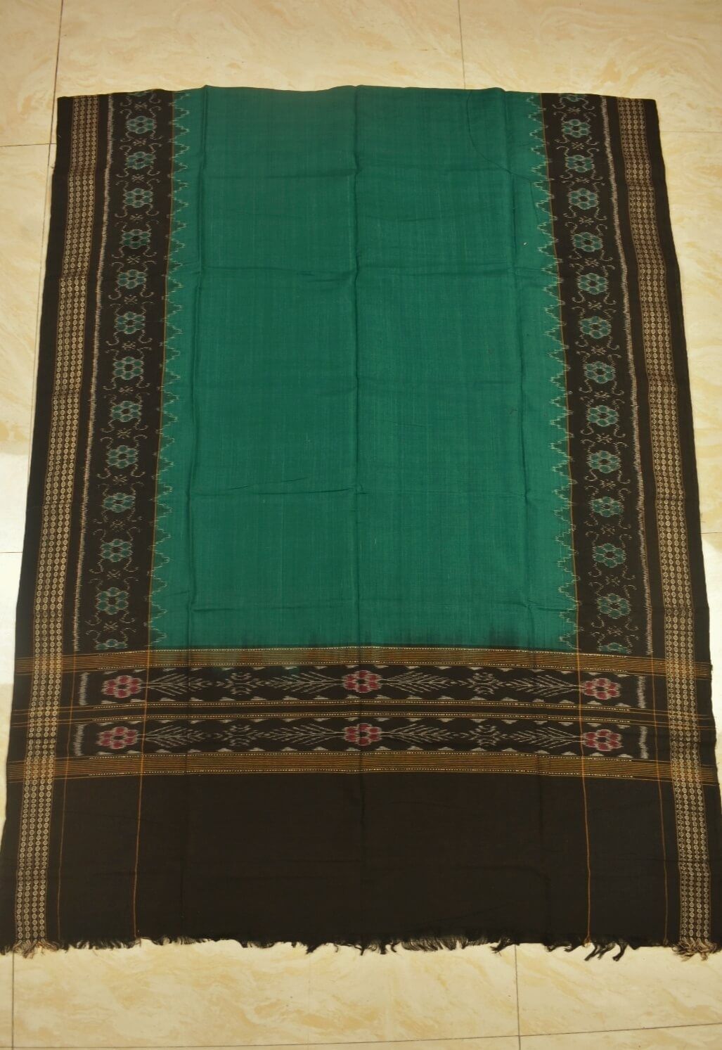 Green-Black Combination Sambalpuri Handloom Cotton Dupatta