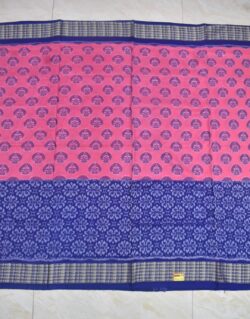Pink-Blue Colour  Sambalpuri Handloom Cotton Saree