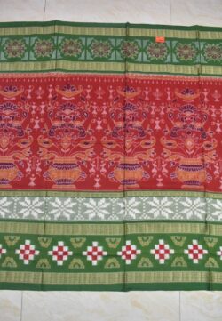 Red-Green Colour  Sambalpuri Handloom Cotton Saree