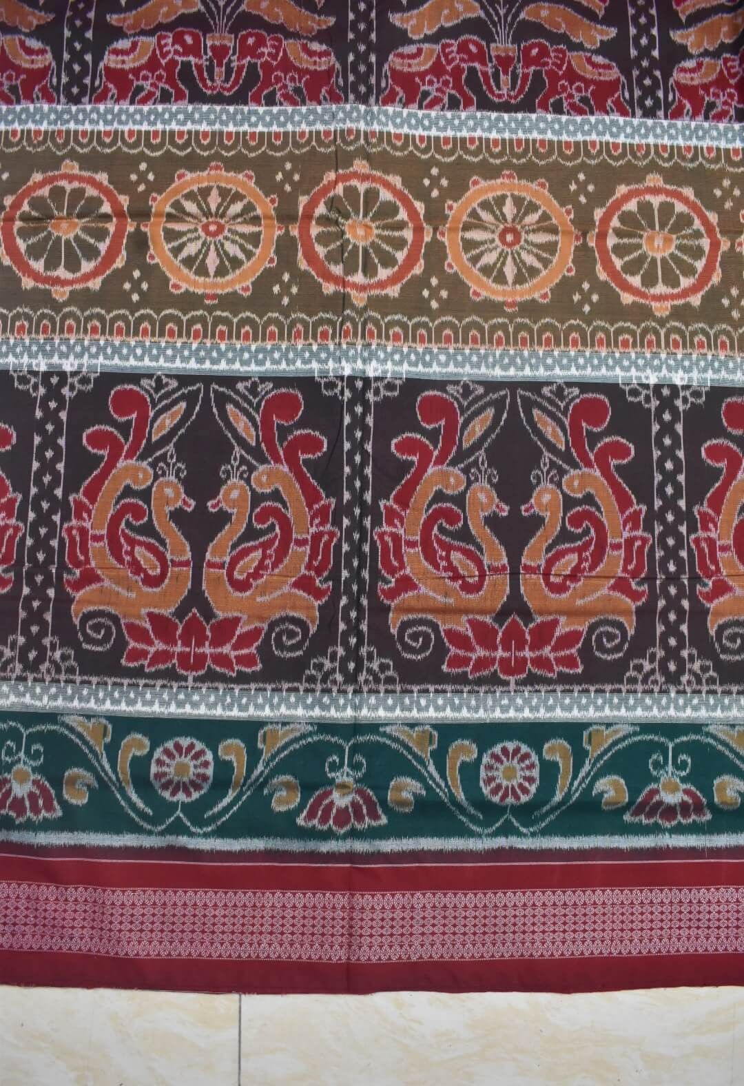 Black Colour Sambalpuri Handloom Cotton Saree - Image 4