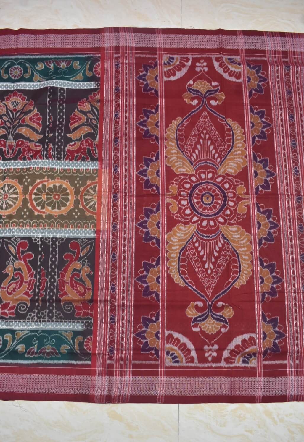 Black Colour Sambalpuri Handloom Cotton Saree - Image 2