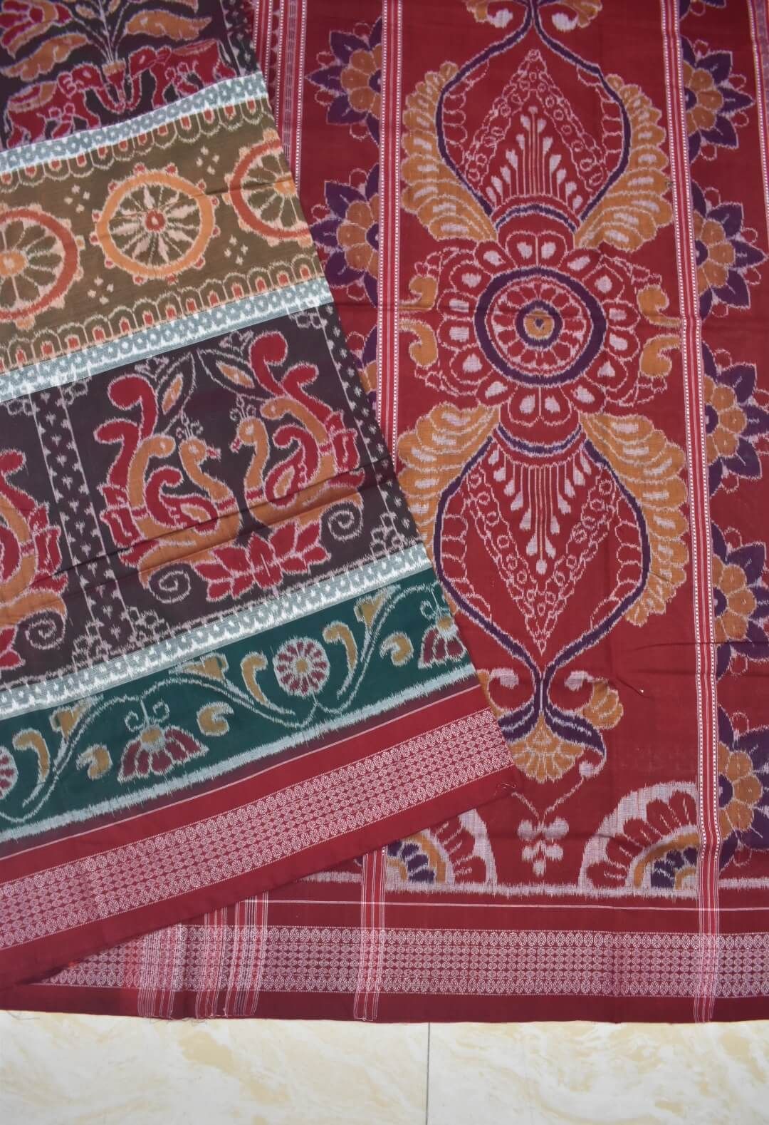 Black Colour Sambalpuri Handloom Cotton Saree - Image 3