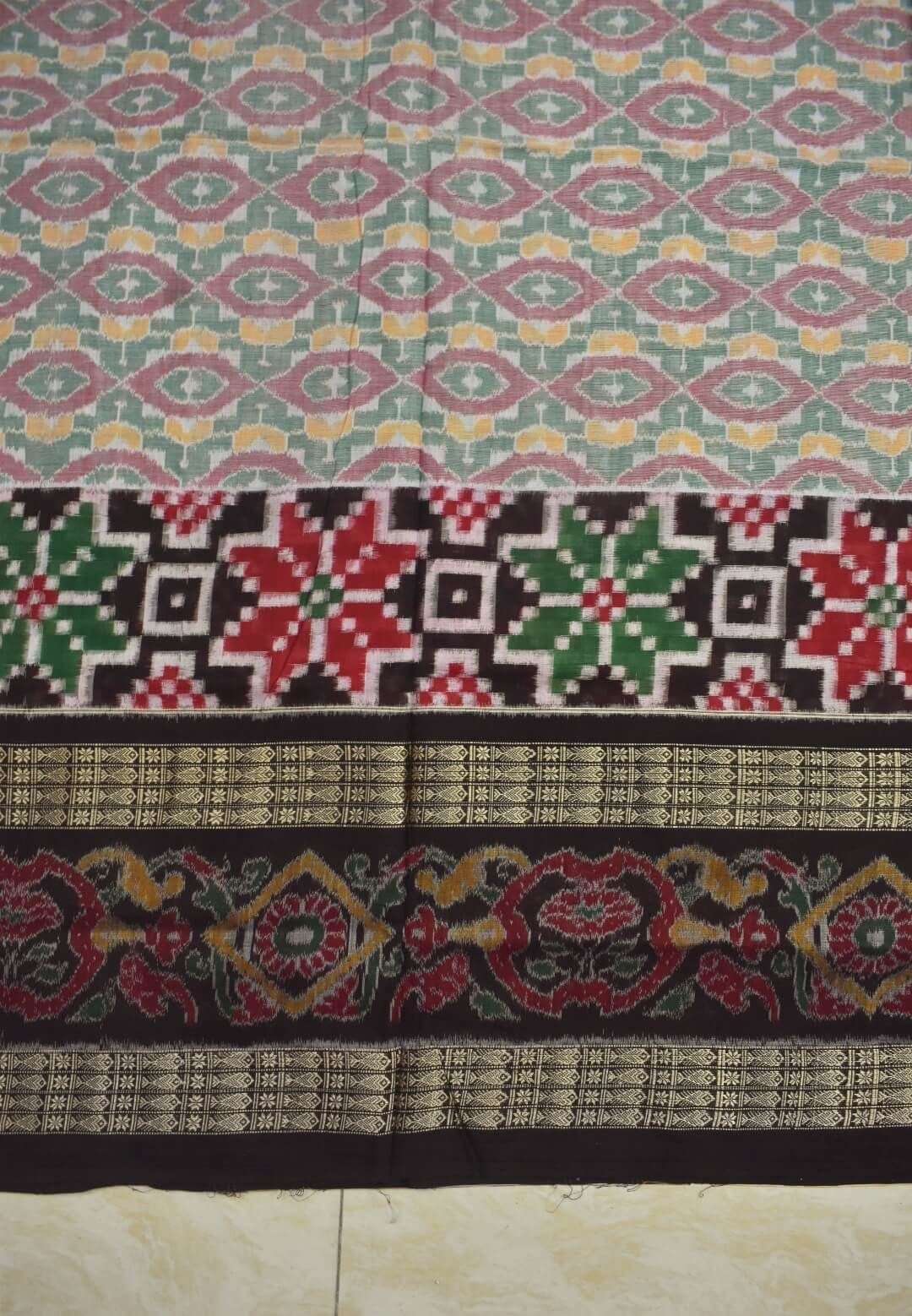 Gray Colour Sambalpuri Handloom Cotton Saree - Image 4