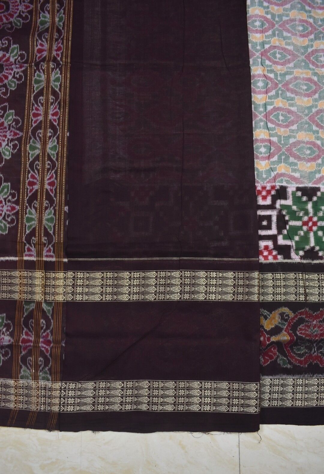 Gray Colour Sambalpuri Handloom Cotton Saree - Image 5