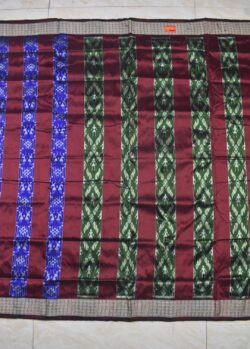 Blue-Green Colour Patli Design Sambalpuri Handloom Silk Saree