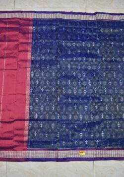 Pink-Green Colour Patli Design Sambalpuri Handloom Silk Saree