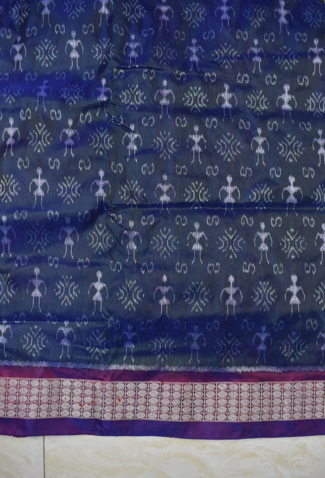 Pink-Green Colour Patli Design Sambalpuri Handloom Silk Saree - Image 5
