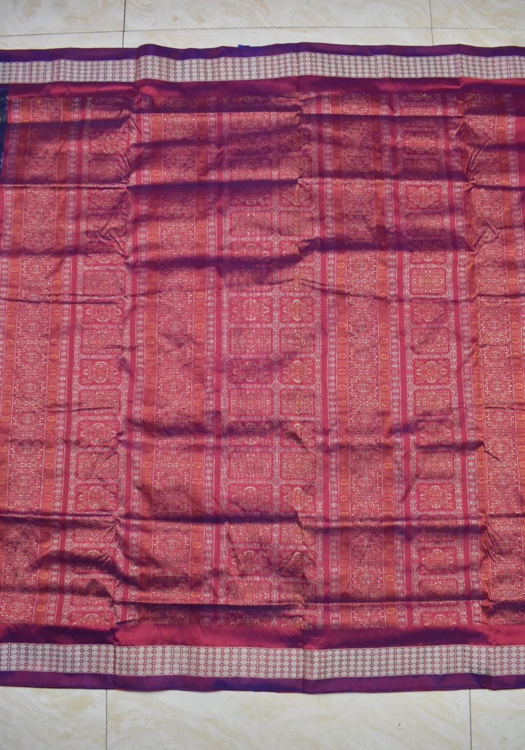 Pink-Green Colour Patli Design Sambalpuri Handloom Silk Saree - Image 3