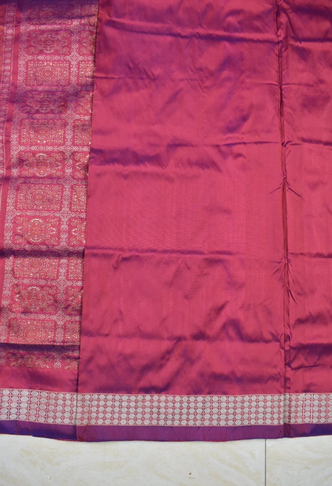 Pink-Green Colour Patli Design Sambalpuri Handloom Silk Saree - Image 6