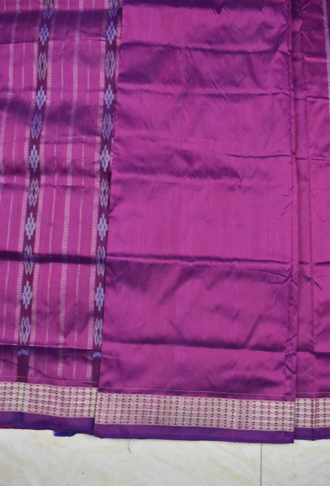 Pink-Green Colour Patli Design Sambalpuri Handloom Silk Saree - Image 6