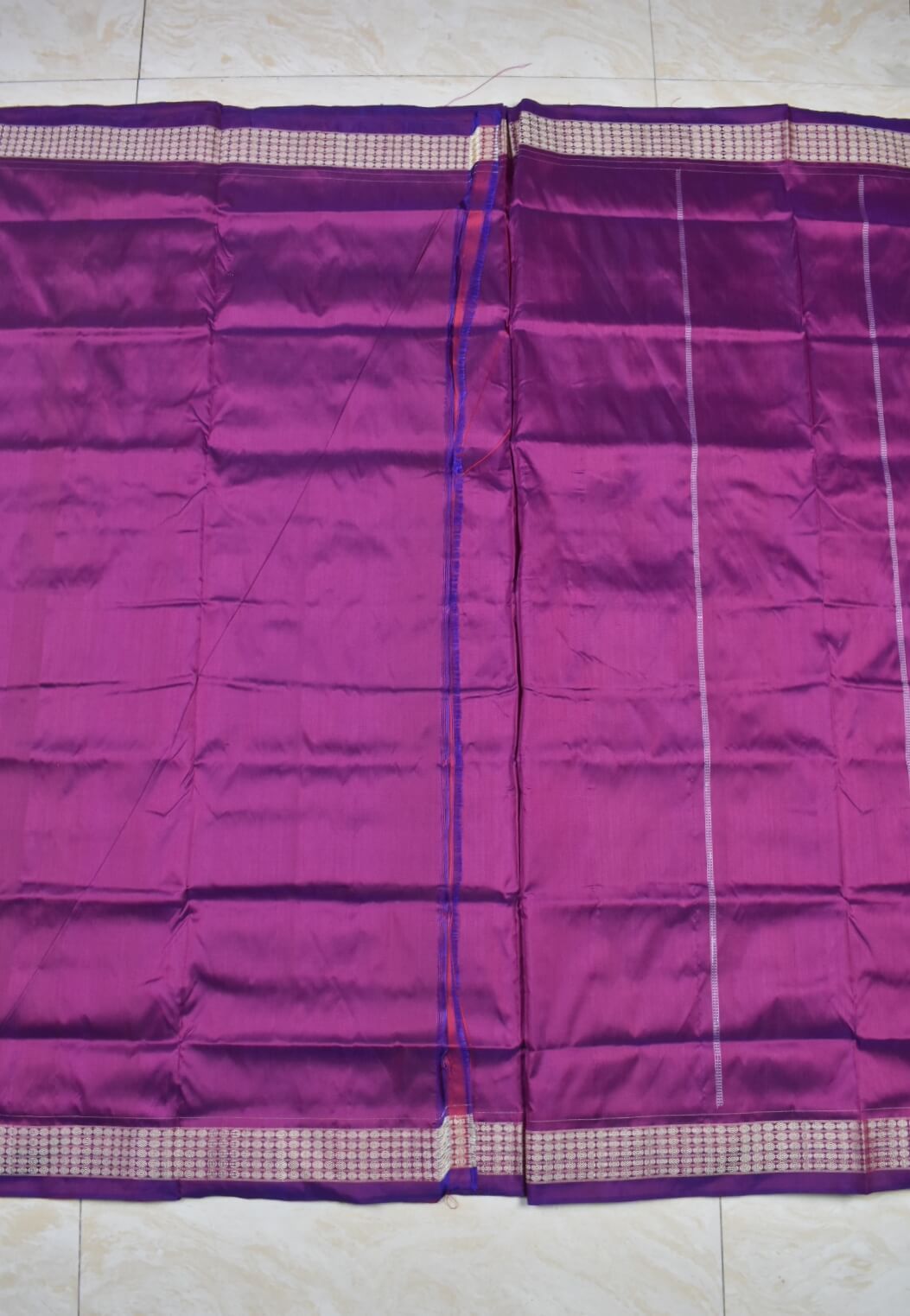 Pink-Blue Colour Patli Design Sambalpuri Handloom Silk Saree - Image 2