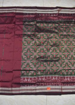 Red-Green Colour Patli Design Sambalpuri Handloom Silk Saree
