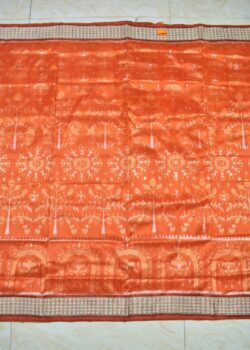 Orange Colour Tribal Design Sambalpuri Handloom Bandha Silk Saree