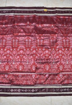 Maroon Colour Pasapali Border Sambalpuri Handloom Bandha Silk Saree