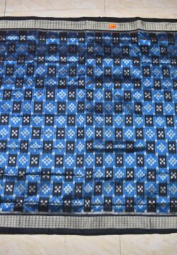 Sky Blue-Black Colour Pasapali Design Sambalpuri Handloom Bandha Silk Saree